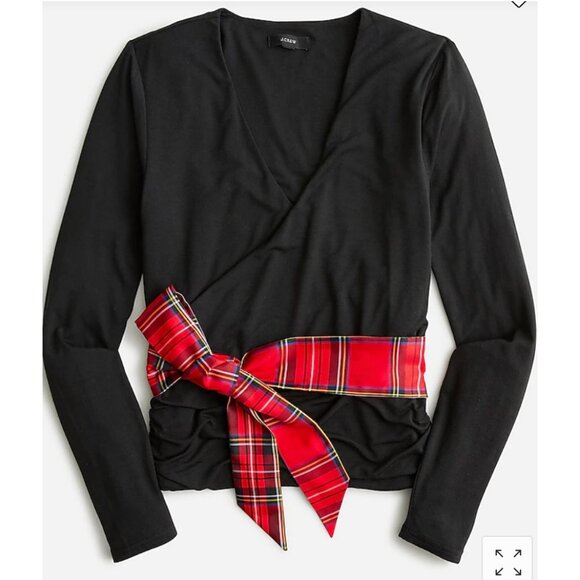 J.Crew $70 FormKnit Long-Sleeve Wrap Top Black Size XXS BM345 - Picture 1 of 7